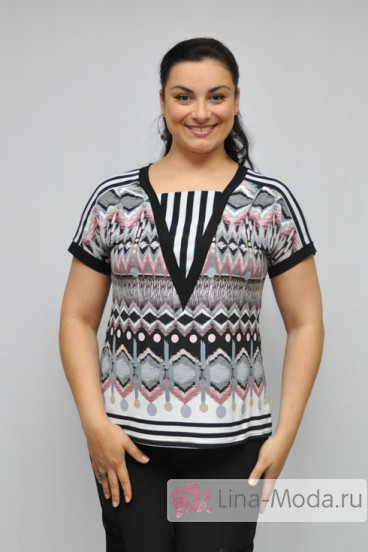 Блуза "Олси" 1210012 ОЛСИ (Орнамент черно-серый)